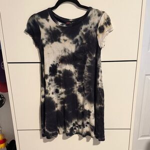 Poof! Black and White Tie-Dye Mini Dress